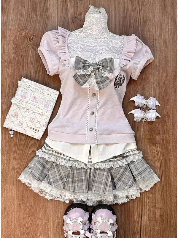 Women Fashion Photoshoot - Women's pink lace patchwork top with