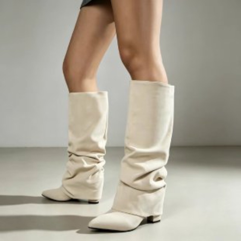 Fashion Retro Pointed Toe Plea - Women'S Fashion Knee High Boots 评论和价格