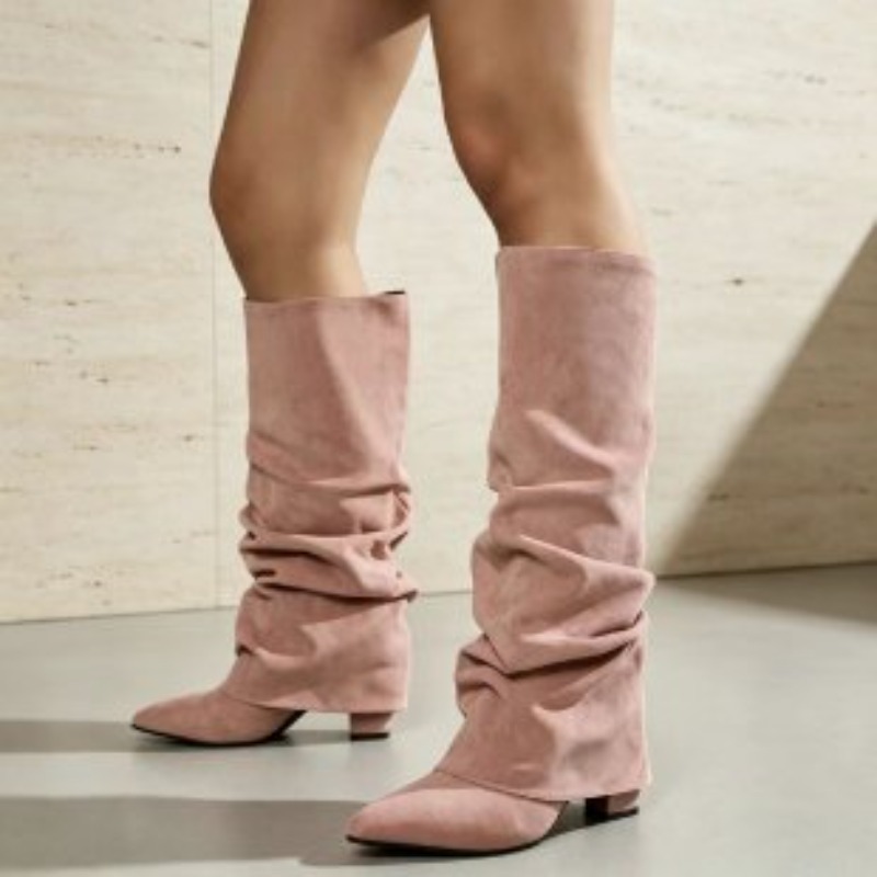 Fashion Retro Pointed Toe Plea - Women'S Fashion Knee High Boots 评论和价格